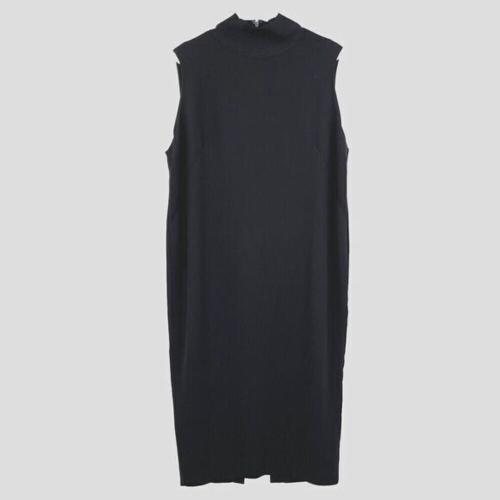 Whistles Womens Mock Neck Sleeveless Midi Shift Dress Knit Womens 10 Classic LBD